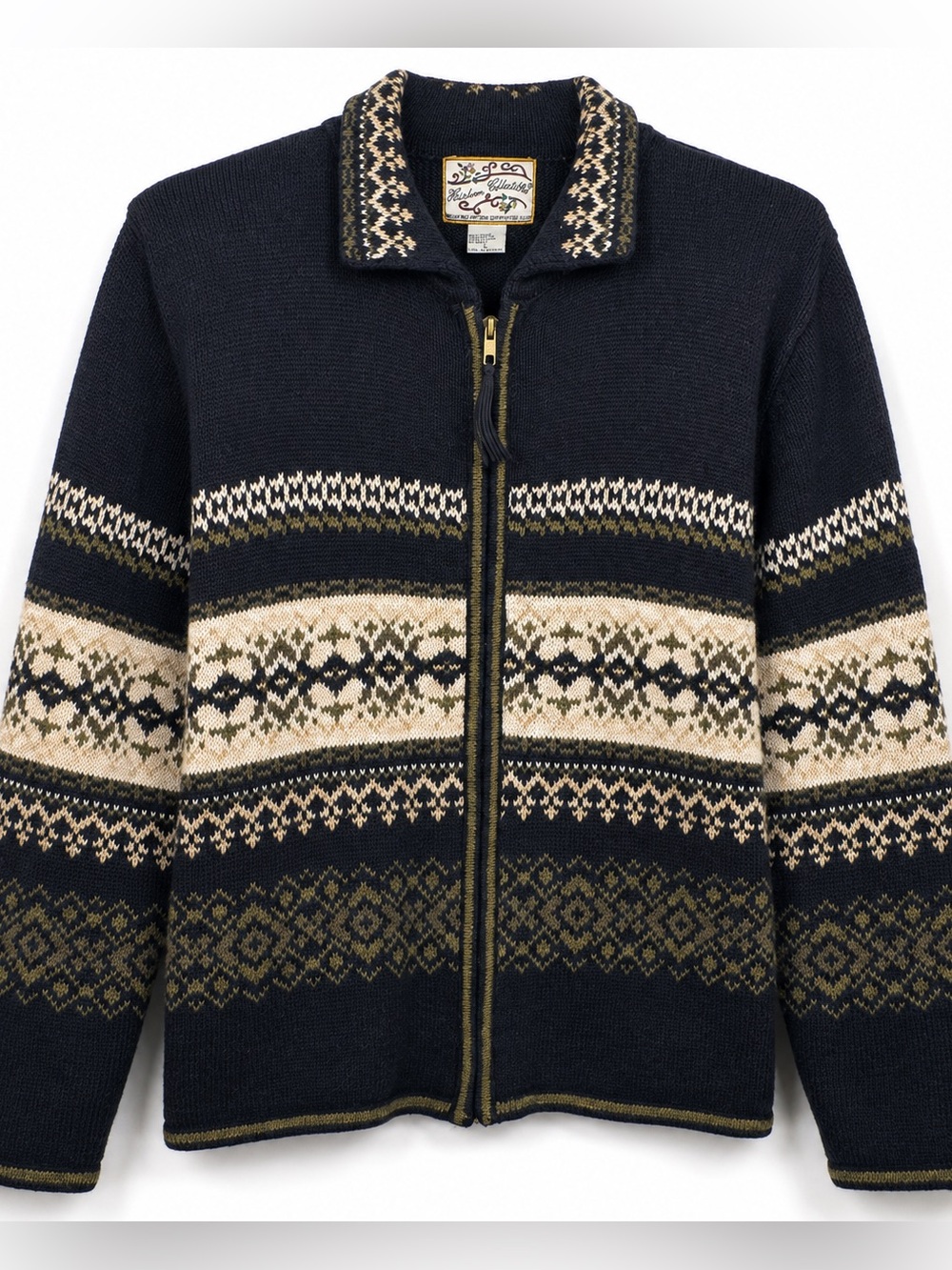 Vintage Heirloom Collectibles Nordic Fair Isle Zip Sweater Jacket L